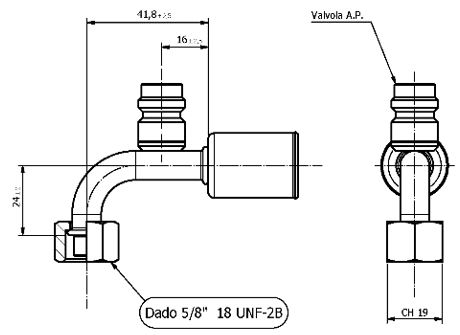 Pipe fitting 90° Pipe G6 WITH HIGH PRESSURE VALVE