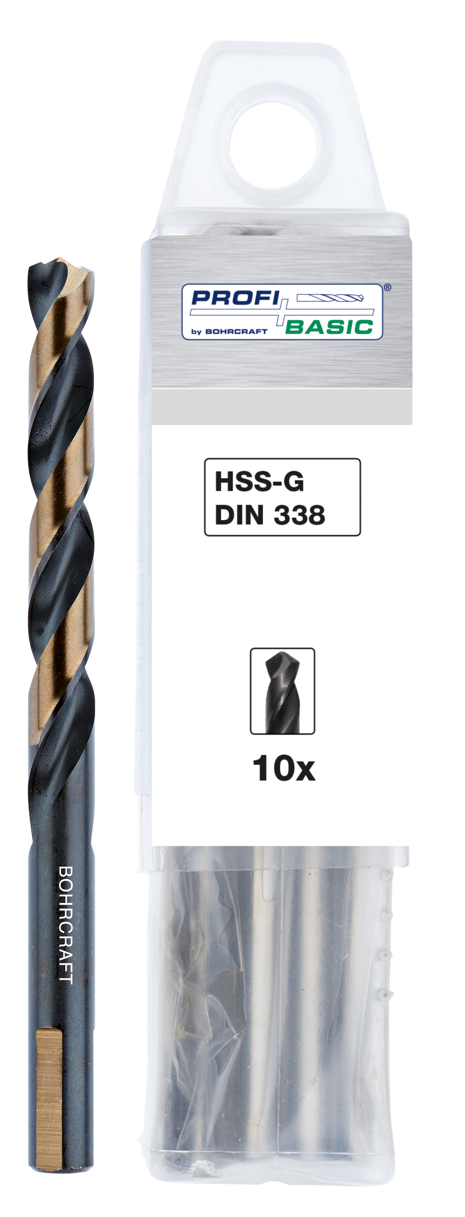 BOHRCRAFT 12010300100 Cylindrical twist drill HSS-G DIN 338, chip breaker on the cutting edge, ø 1.0 mm 10 pcs
