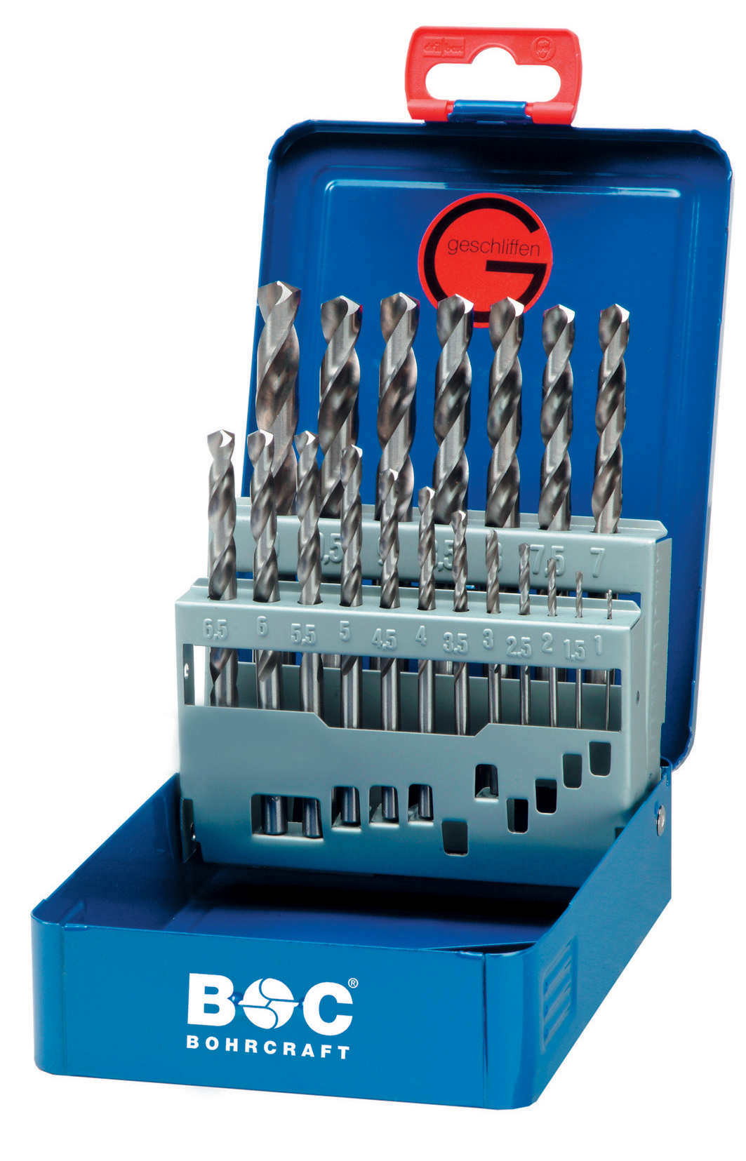 BOHRCRAFT 11211310019 Assortment of cylindrical HSS-G twist drills DIN 338 Split Point ø 1-10x0.5 mm 19 pcs, metal case