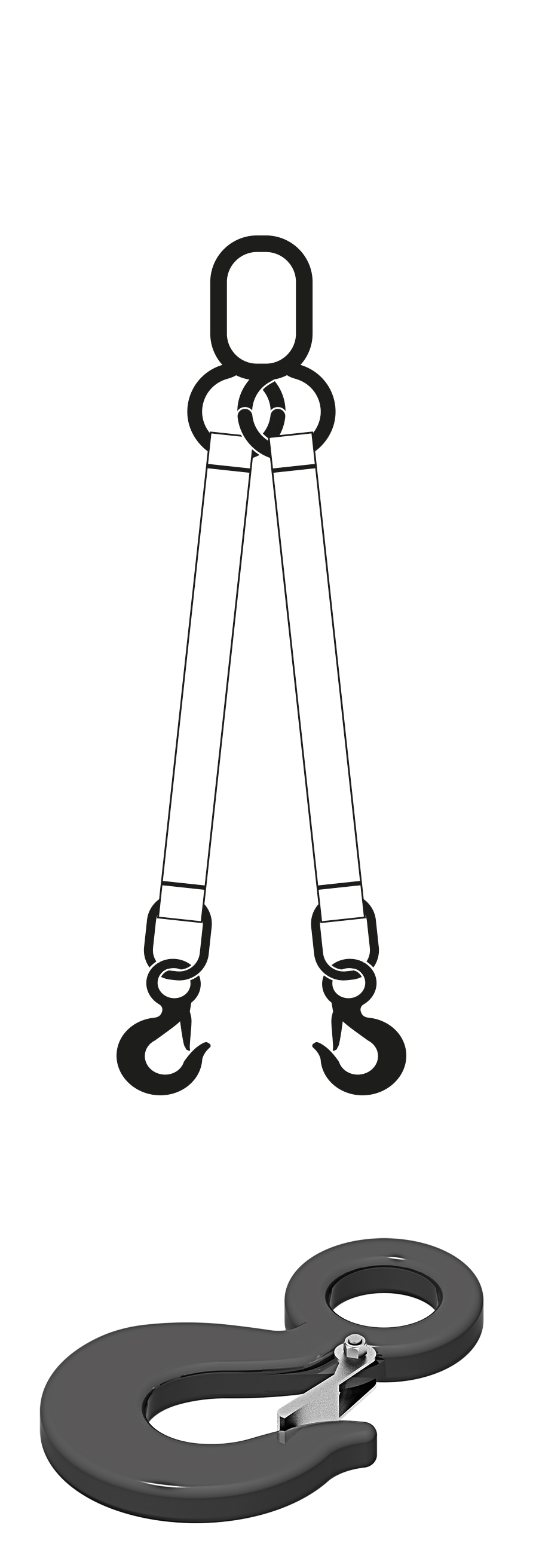 MURTRA 2R30/GL-1 Lifting system with 2 arms, length 1m, capacity 4200 kg, hook with latch