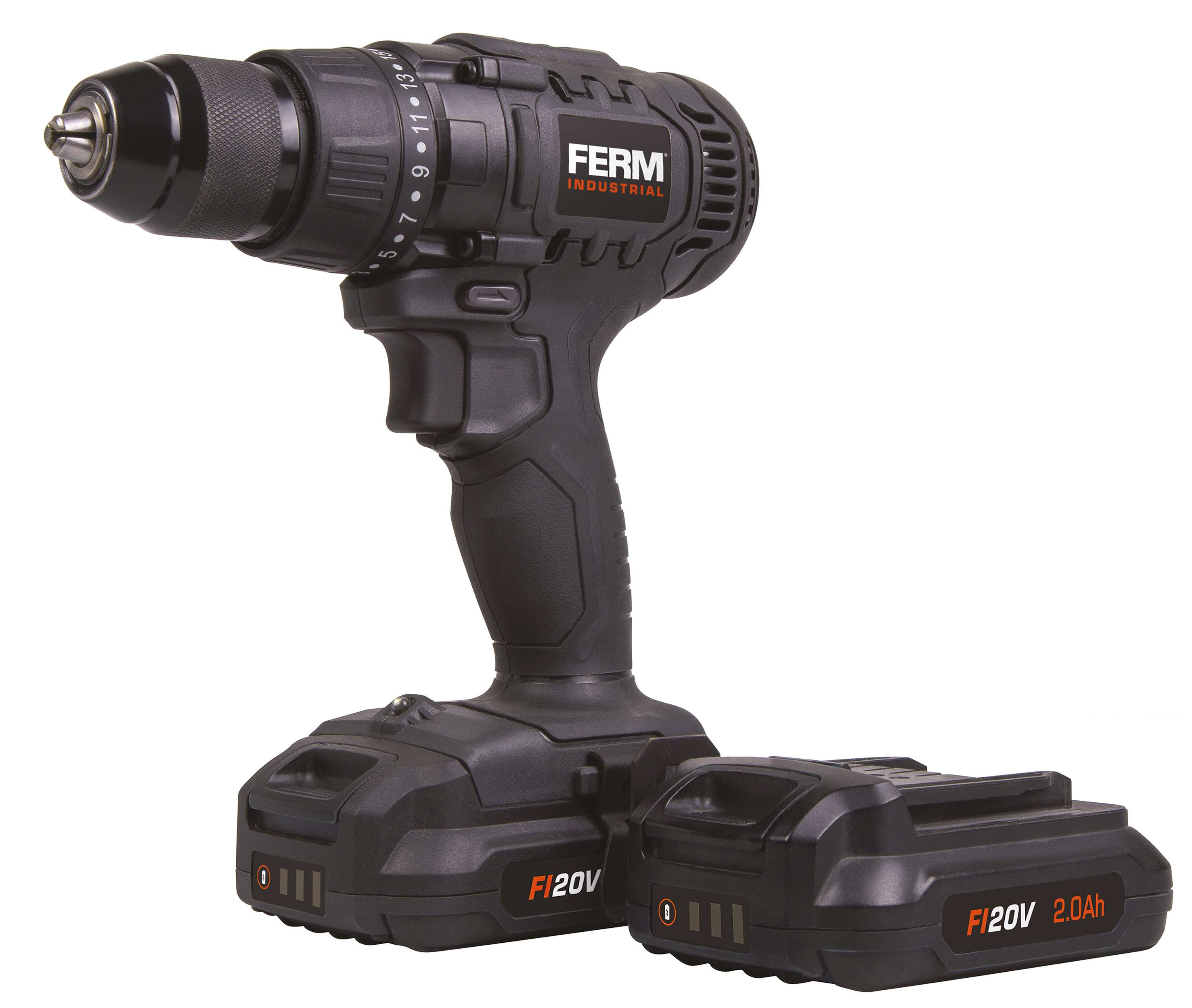 FERM CDM1141P Portable Cordless Drill 20V - 2.0Ah - 2 Li-Ion Batteries