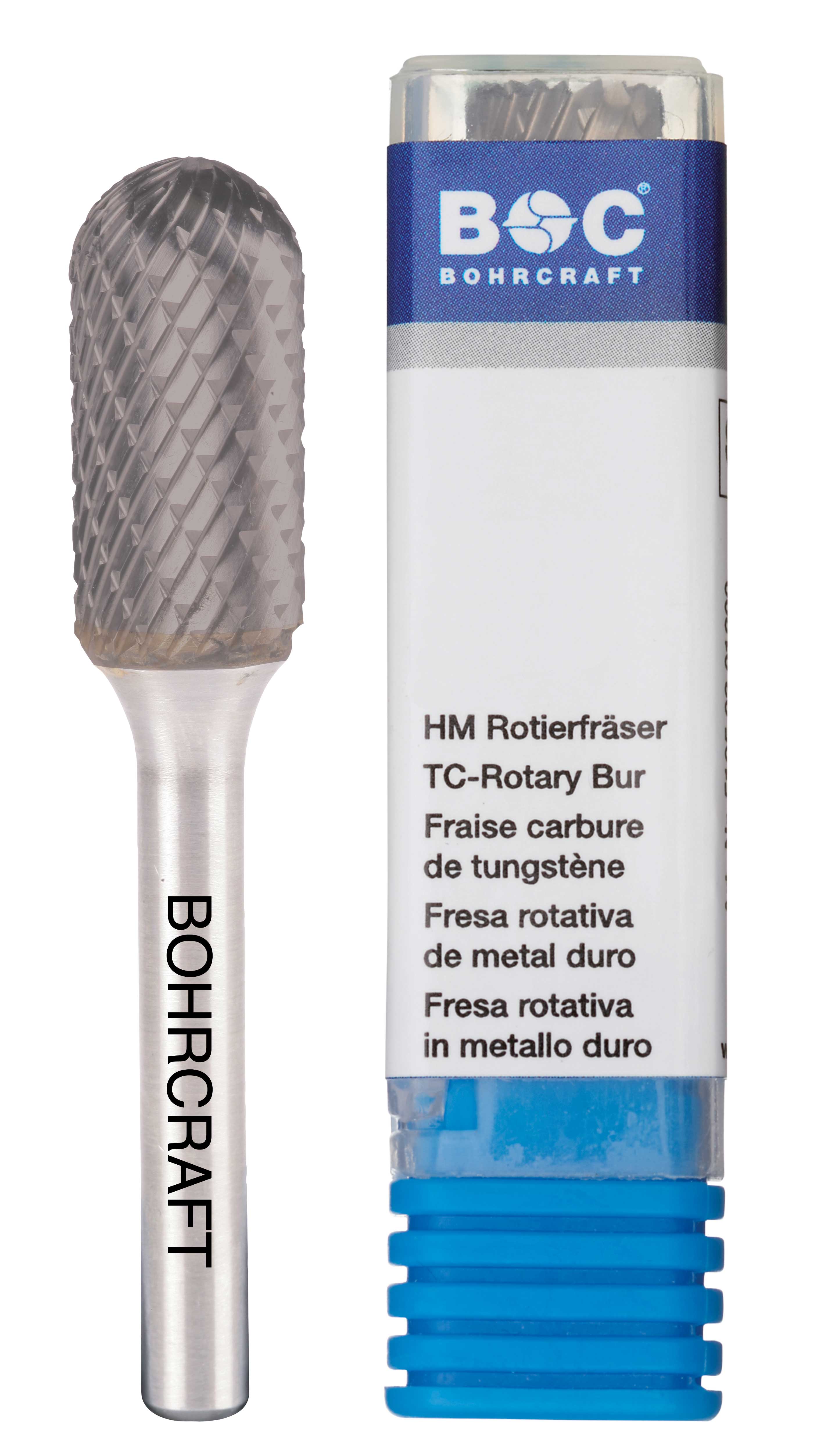 BOHRCRAFT 51110300603 Spherical cylindrical rotary cutter in MD, form C, DIN 8033 Z3-X TiAlN, 3 mm shank ø 6 mm