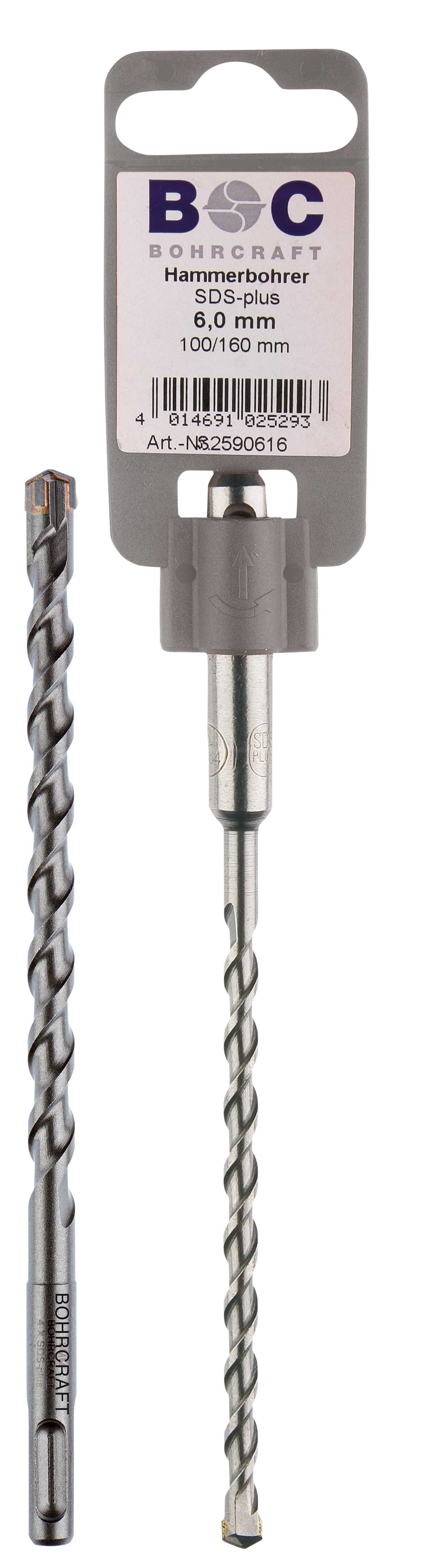 BOHRCRAFT 26150514021 Drill bit for hammers with MD inserts SDS-PLUS shank 4 cutting edges ø 14.0 mm L=210 mm L2=150 mm pack of 1 piece