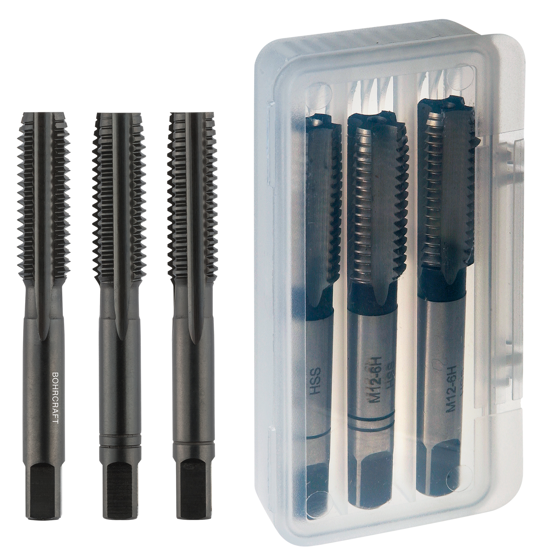 BOHRCRAFT 41101100400 HSS-E Co5 VAP Hand Tap Set DIN 352, M4 Threading - 3 pcs