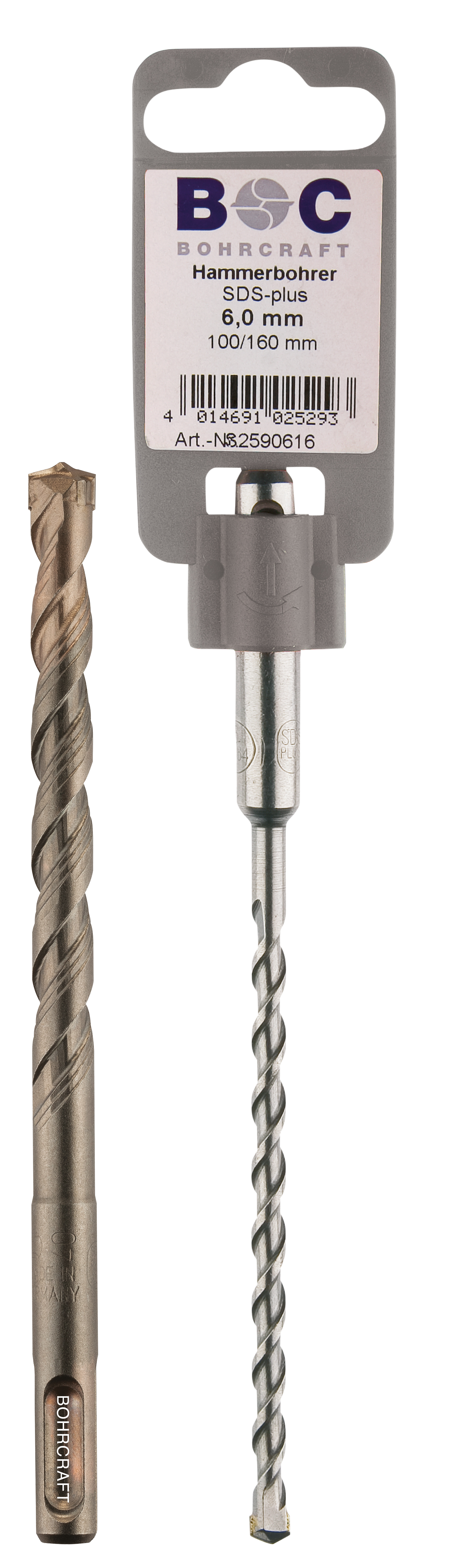 BOHRCRAFT 26120516021 Drill bit for hammers, SDS-PLUS, 4 cutting edges in MD, ø 16.0 mm, total length 210 mm, pack of 1 pc