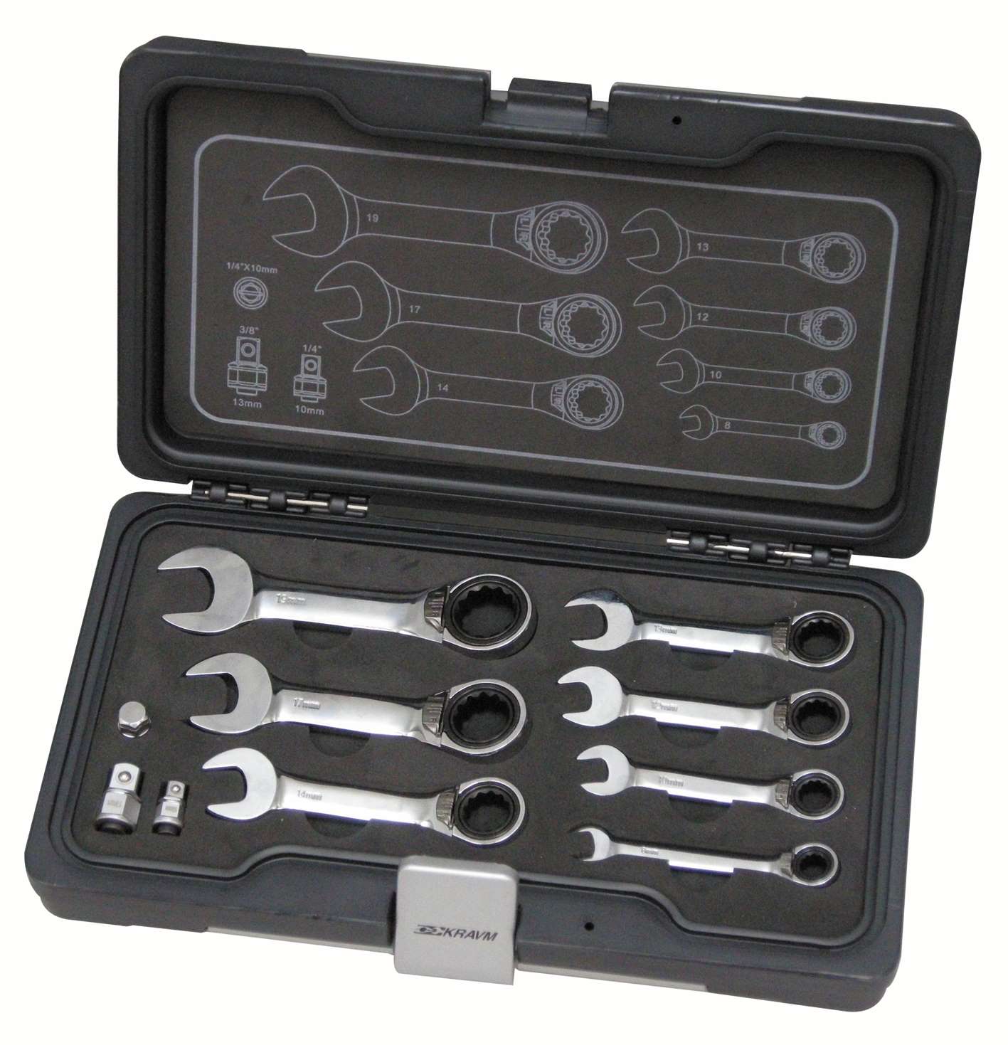 KRAVM E86113 Short ratchet wrench set 8-19 mm