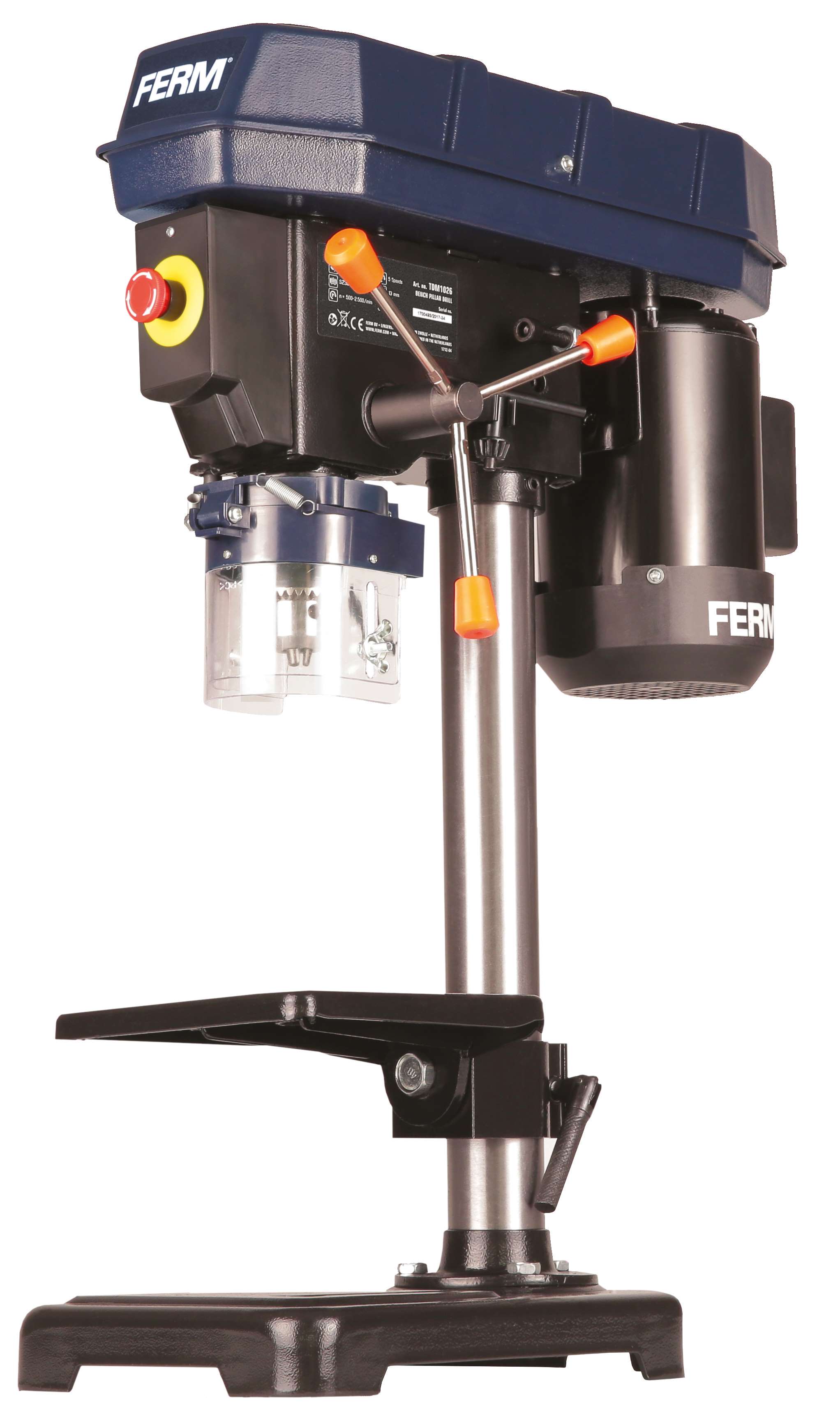FERM TDM1026 Bench Drill 350W, no-load speed 500/2500 rpm, drilling capacity 13mm, chuck fitting B16, weight 16kg