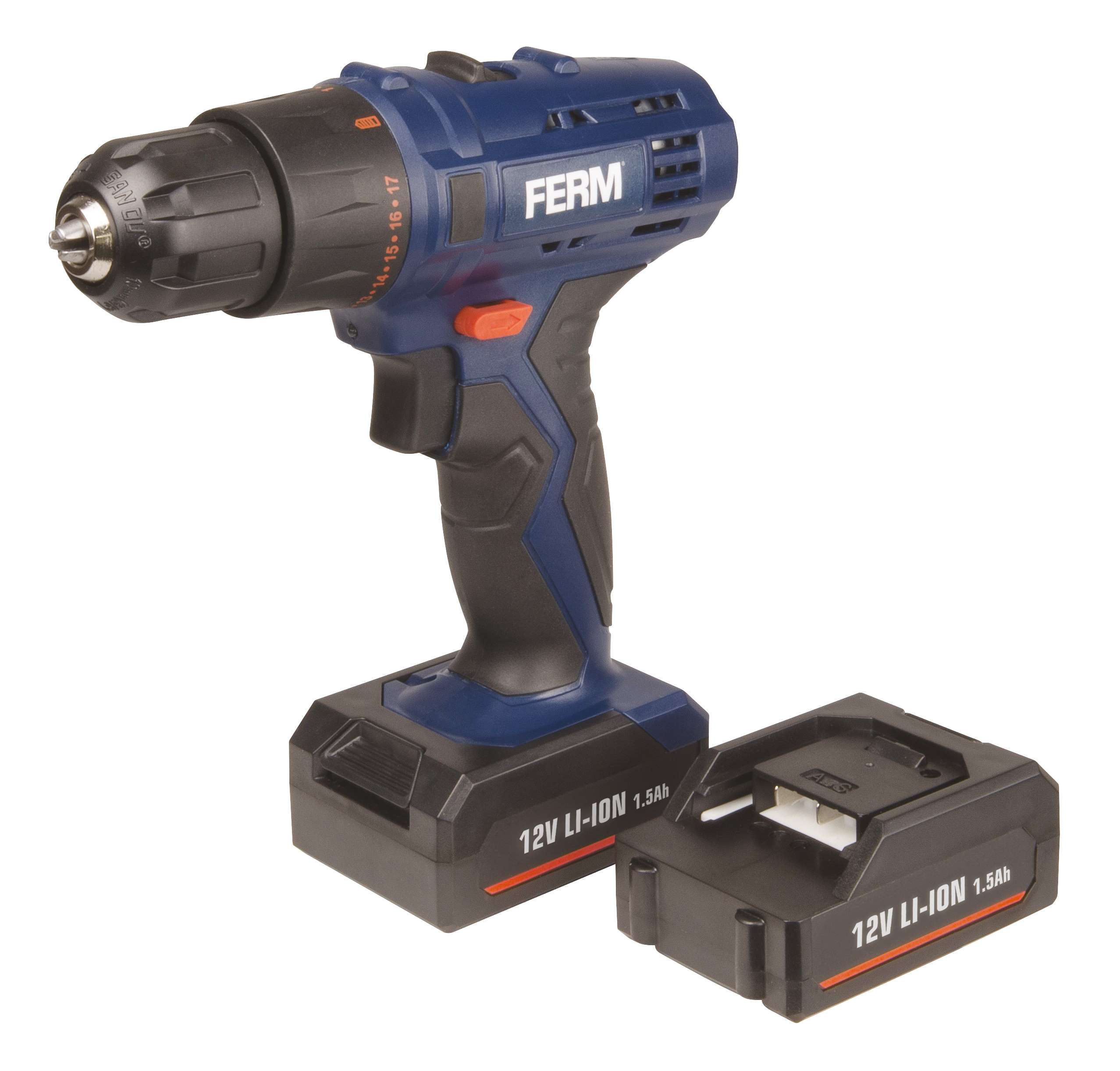 FERM CDM1119 Portable Drill Li-Ion 12V 1.5Ah, no-load speed 350 - 1300 rpm, weight 1 kg