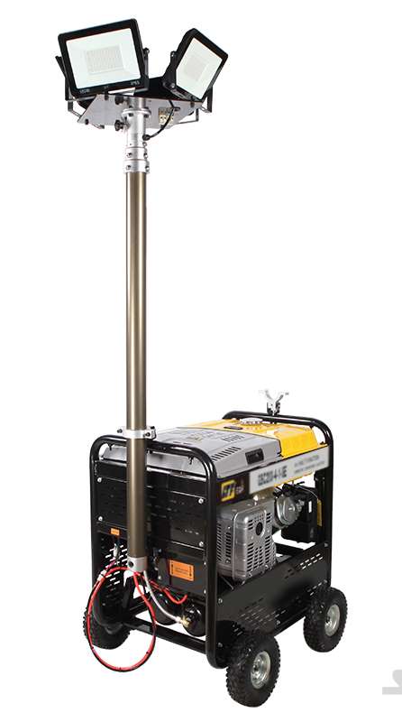 230V 5 kW petrol generator; 5 kW welder; 100 l/min compressor; 100 W x4 pcs floodlight tower EGM GSC200-4-1-SE