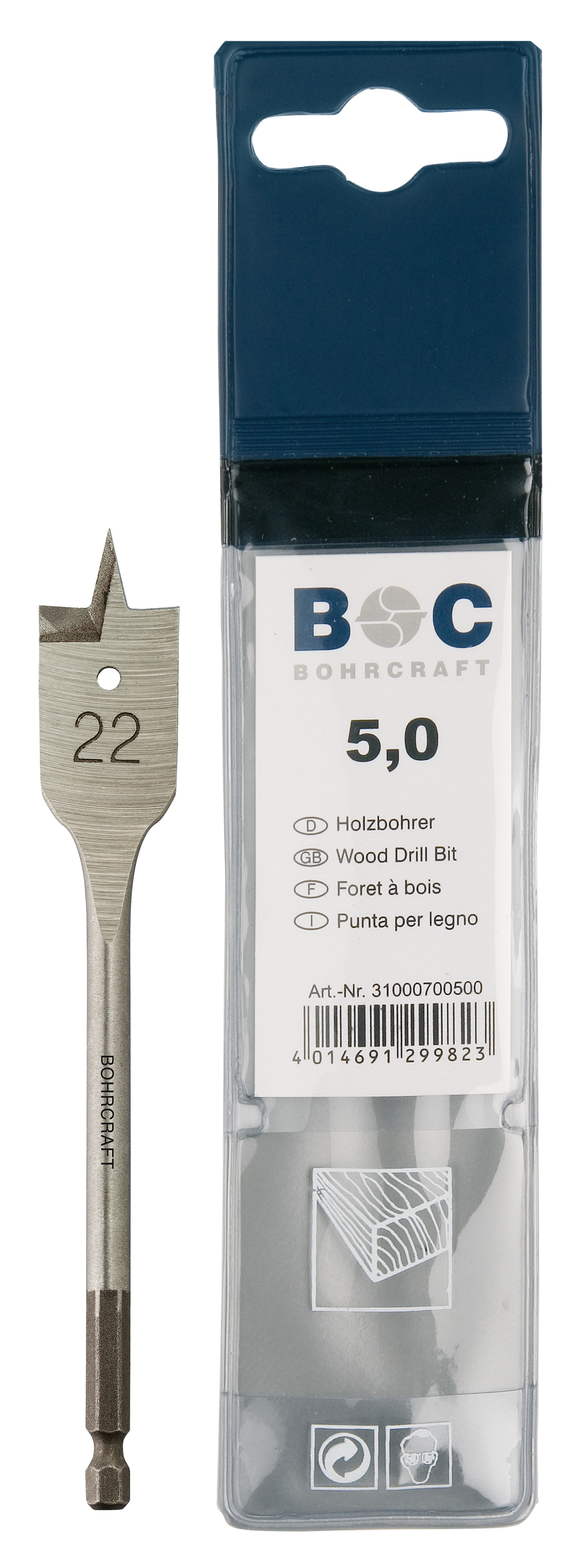 BOHRCRAFT 34100701000 Wood drill bit with hexagonal shank ø 10.0 mm L=150 mm