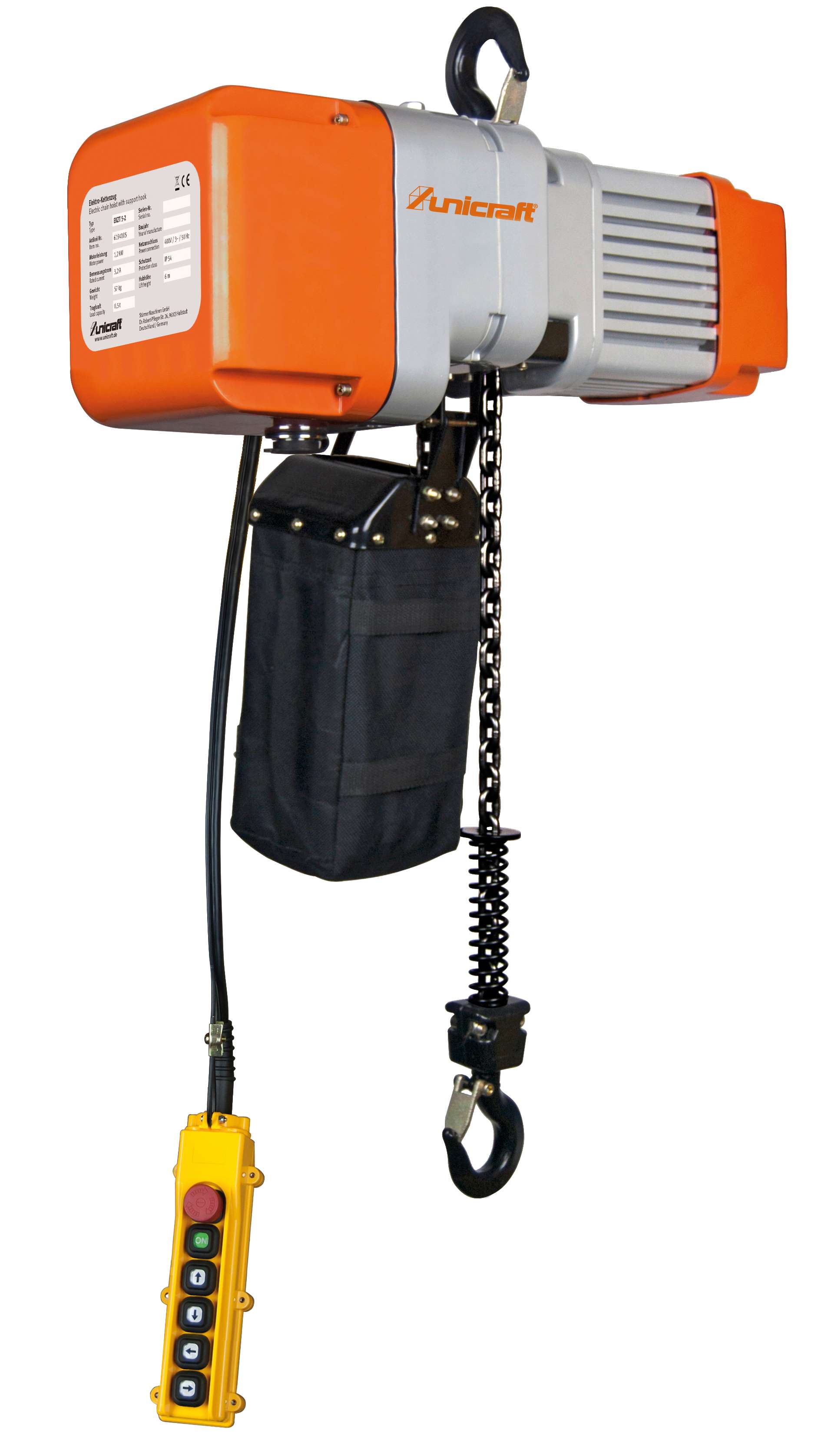 UNICRAFT 6194120 Electric Chain Hoist, 2 Speeds, 2 Ton Capacity