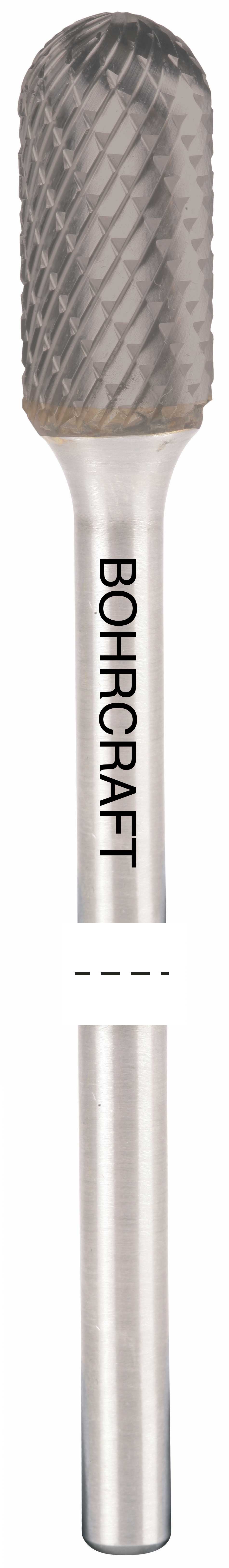 BOHRCRAFT 51110312175 Cylindrical spherical rotary cutter in MD shape C, Z3-X TiAlN, 6 mm shank ø 12 mm, long series 175 mm