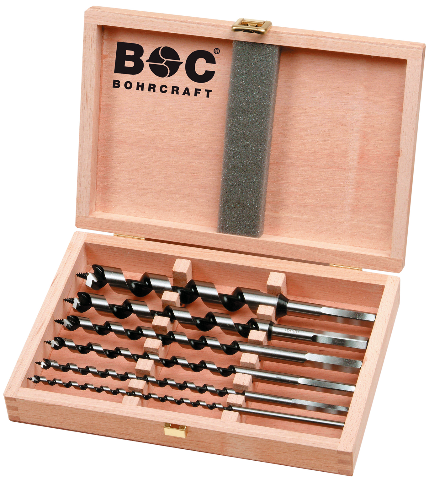 BOHRCRAFT 32001450632 Assortment of LEWIS hex shank wood drill bits, 6 pcs. ø 10/12/14/16/18/20x320 mm wooden case