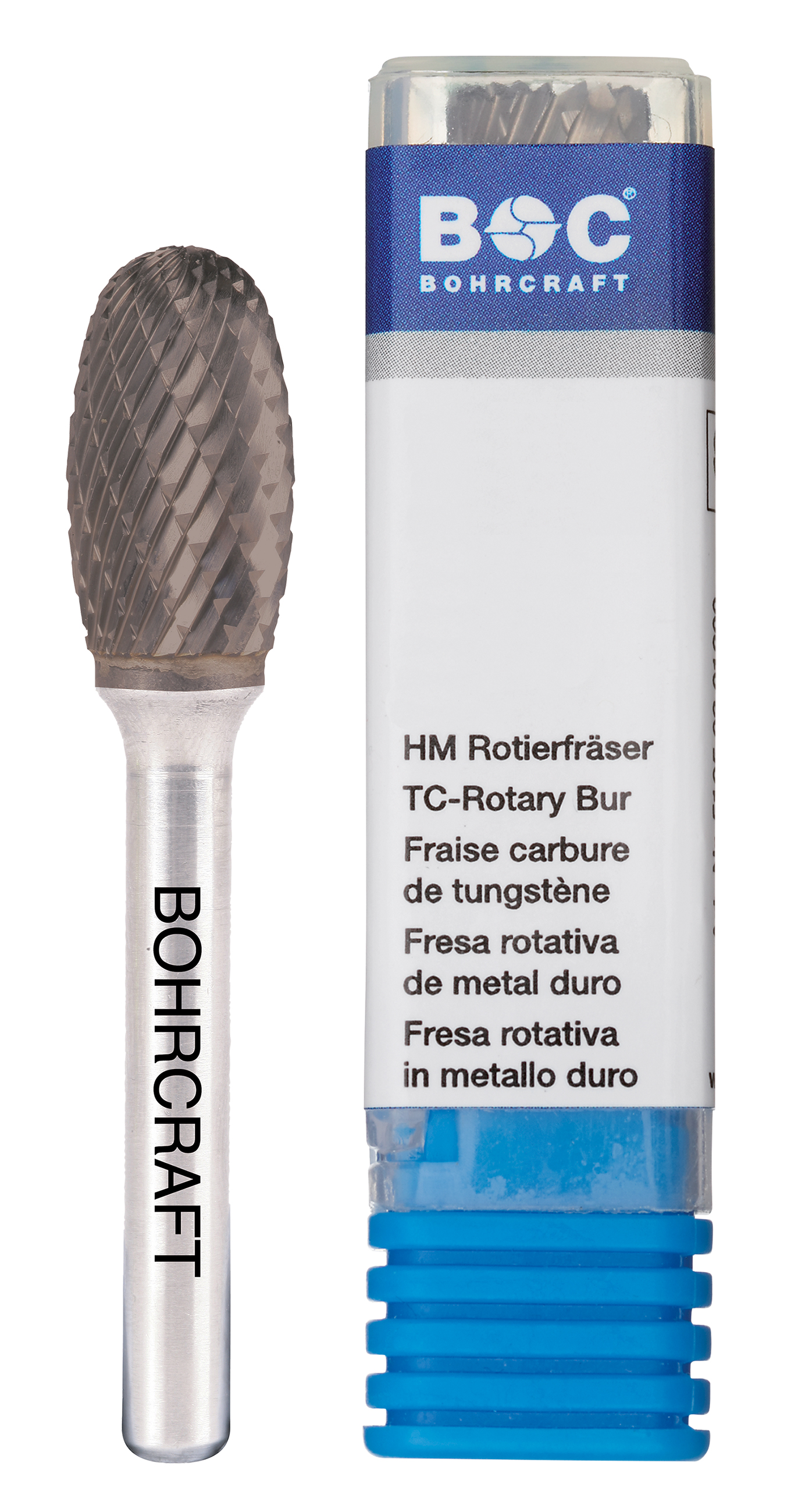 BOHRCRAFT 51210301208 Oval rotary cutter in MD, shape E, DIN 8033 Z3-X TiAlN, 8 mm shank ø 12 mm