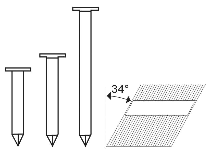 AIRCRAFT 2405990 RN type nails 34° L=90 mm ø 3.10 mm