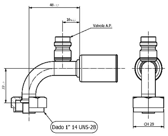 90° FITTING FOR 13/32 ROTALOCK 90° V.P. tubing.