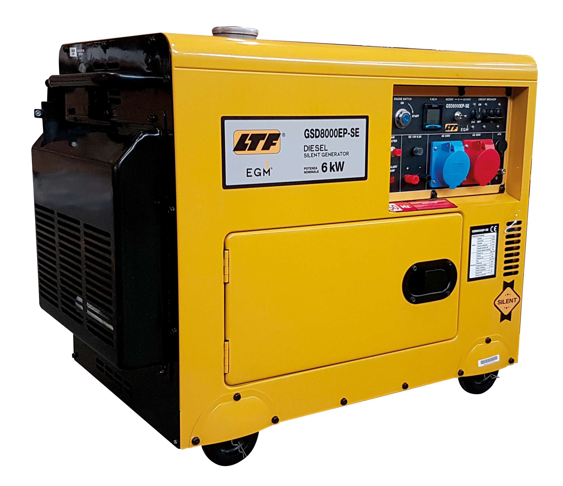 Silent portable power generator 4.5 kW, single-phase, electric start EGM GSD7000-SE