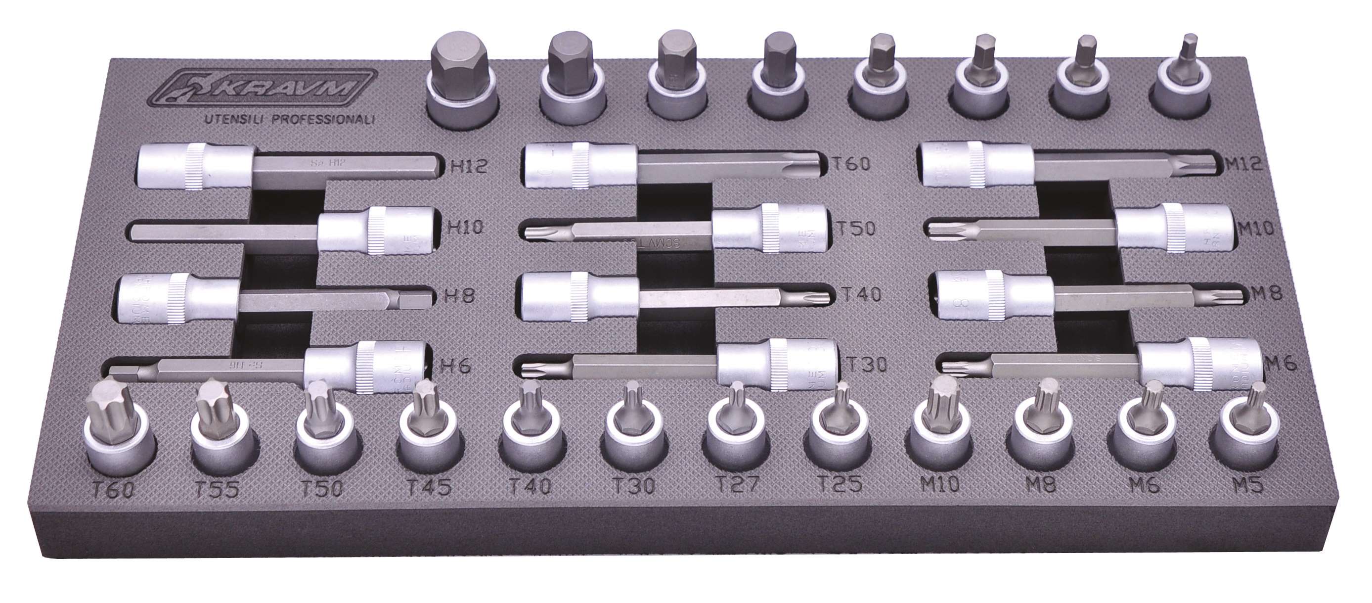 KRAVM E05160 1/2" Socket Insert Set 32 pieces - Heat Shrinkable