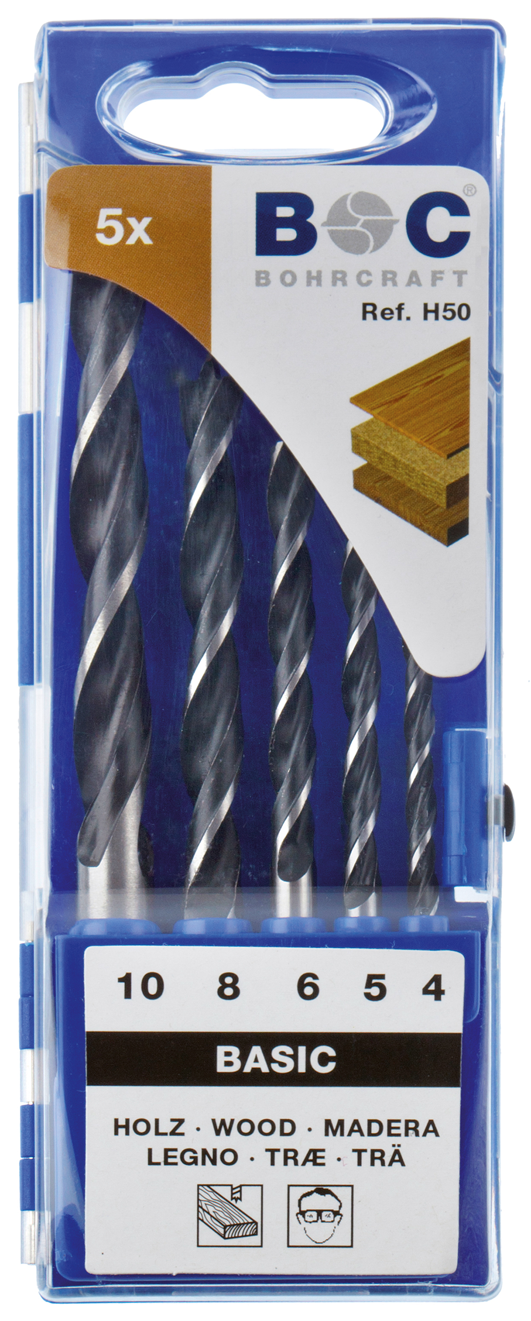 BOHRCRAFT 31101430005 Assortment of 5 pcs. wood drill bits 4-5-6-8-10 mm