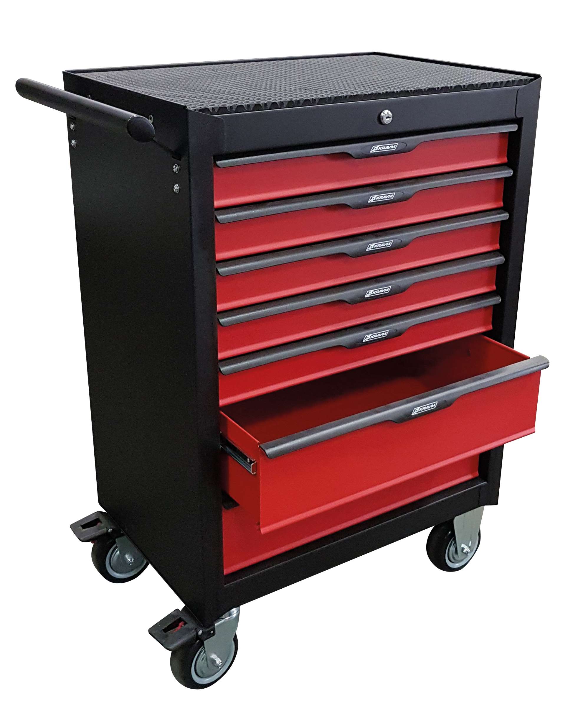 KRAVM E09010 Workshop trolley with 7 drawers, rubber shelf 680x458x995 mm