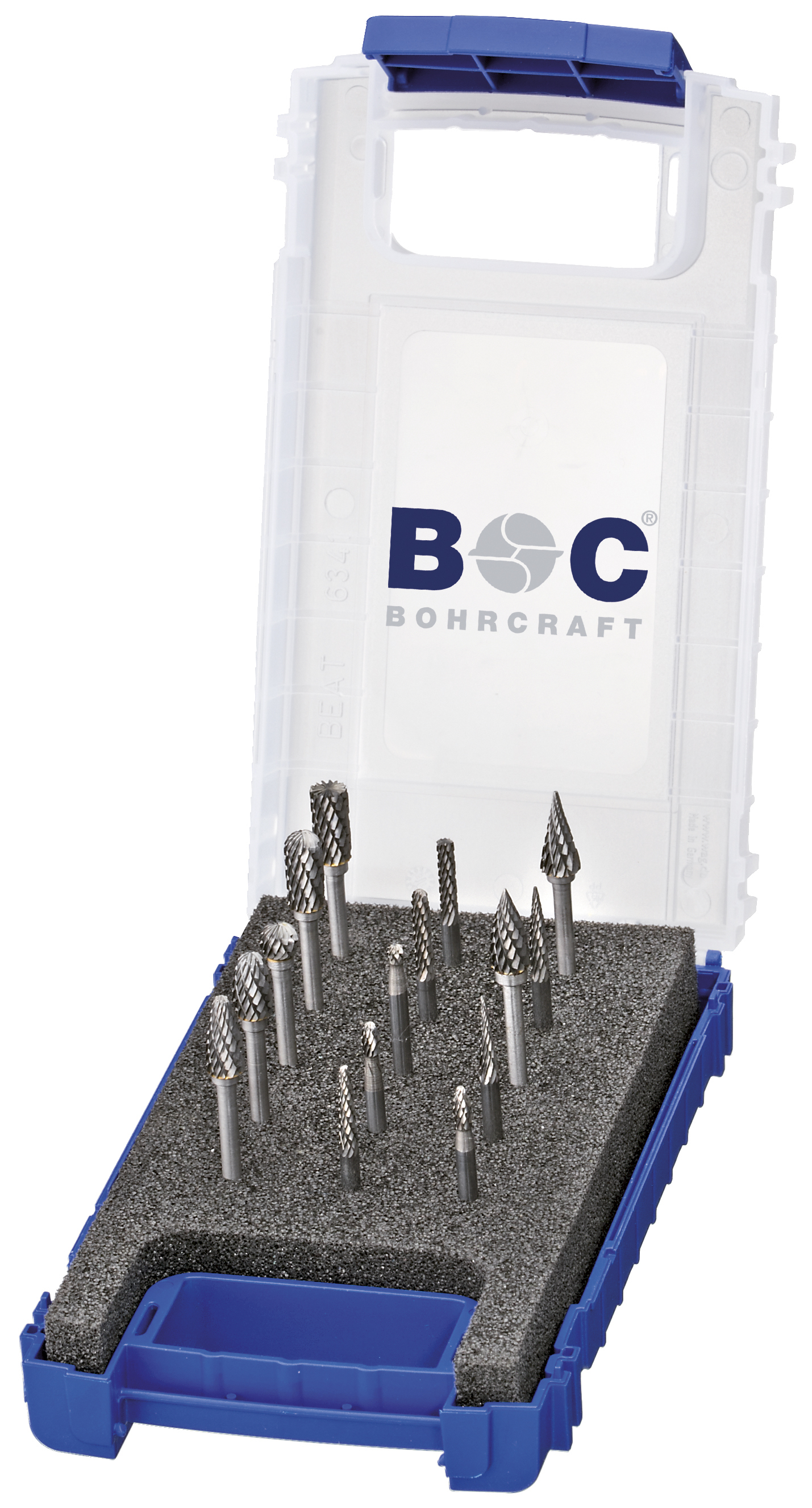 BOHRCRAFT 59011330012 Box in BC rotary cutters ø 10 and ø 12 mm 1x shape B-C-F-G, ø 12 mm 1x D /L12, Z3-X, 10 pcs