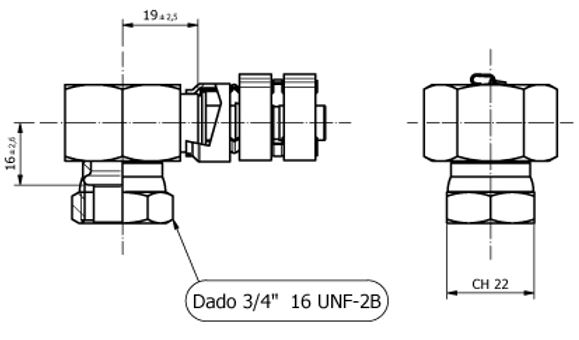 Fitting FEMALE FRIGOFLEX 90° A BLOC. PER G8