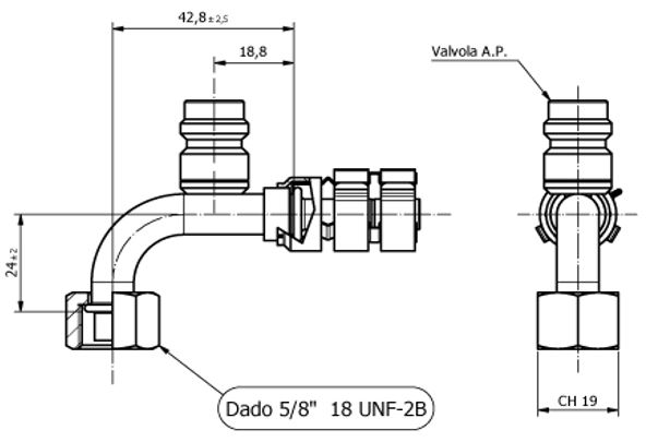 Fitting FRIGOFLEX CLAMP FEMMINA 90° WITH V.A.P PE