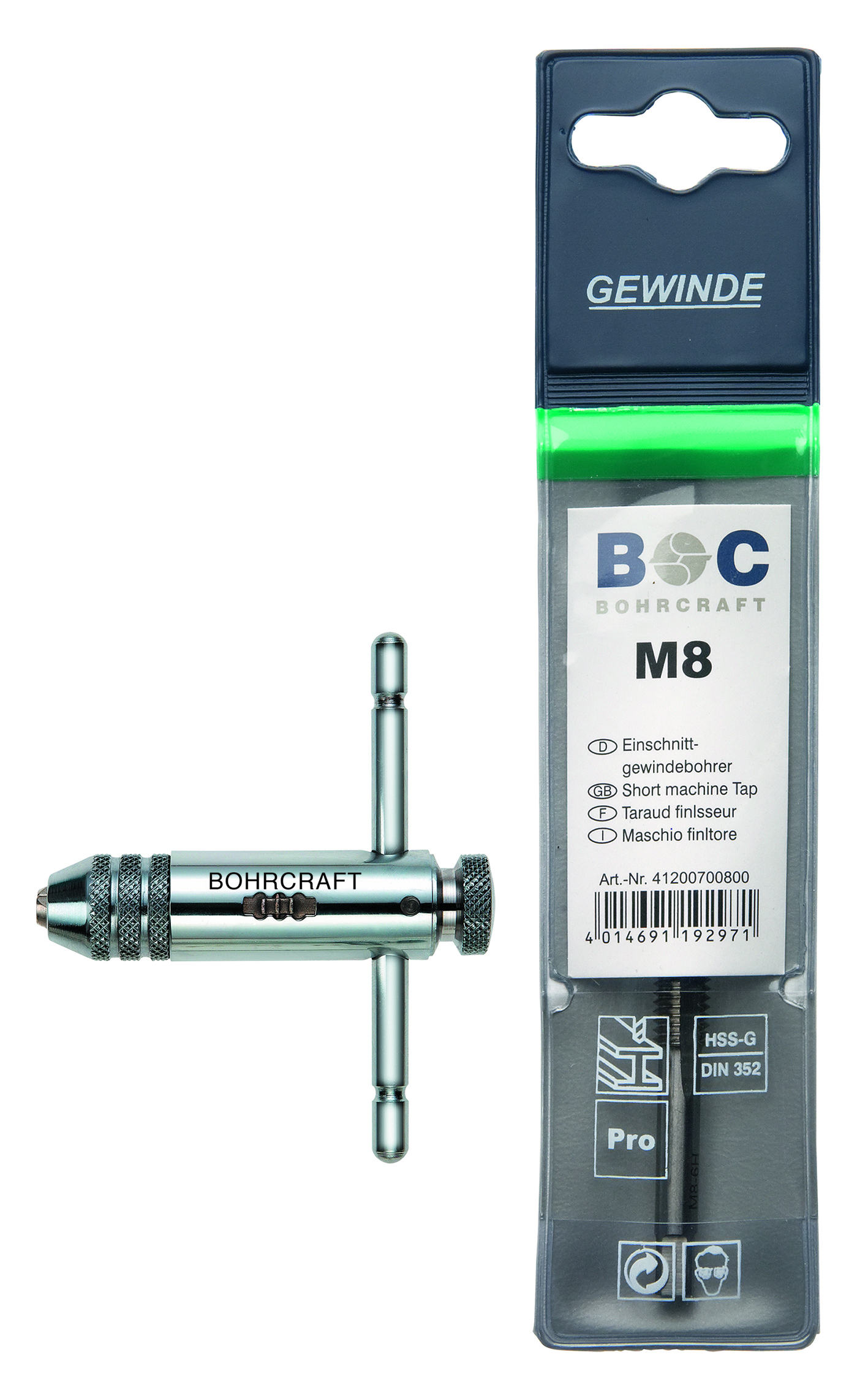 BOHRCRAFT 43020700001 Short series ratchet tap wrench Gr.1 M3-M10 pack of 1 pc