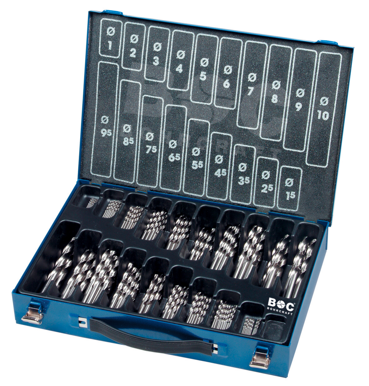 BOHRCRAFT 11201410170 Assortment of 170 ground cylindrical HSS-G twist drills DIN 338 in a metal case