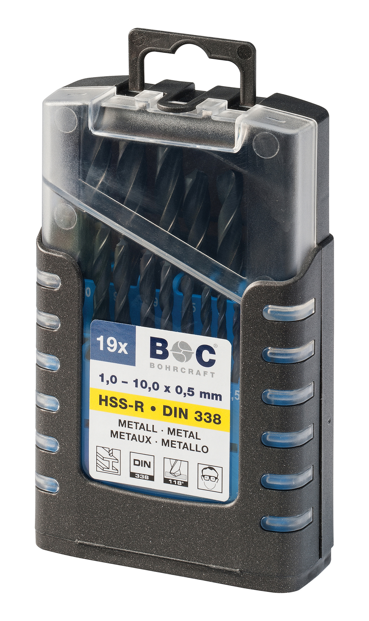 BOHRCRAFT 11201410119 Assortment of cylindrical HSS-G spiral drill bits DIN338 ground, Split Point ø 1-10x0.5 mm 19 pcs