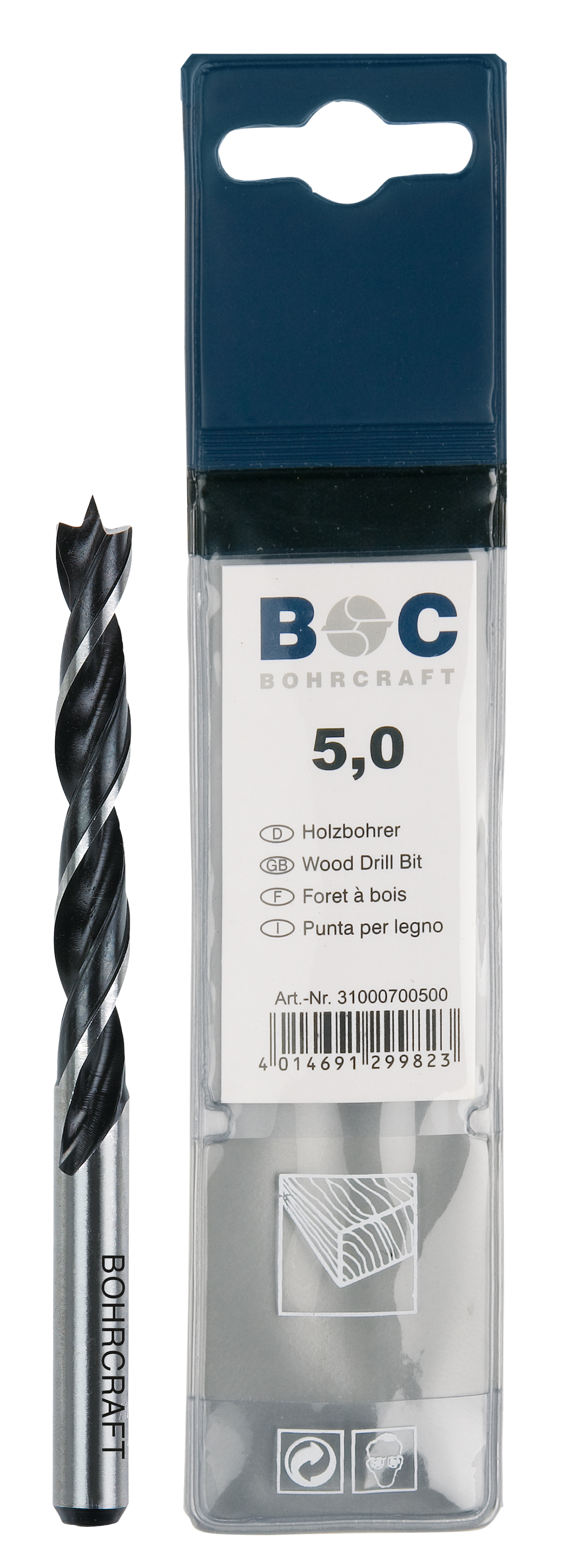 BOHRCRAFT 31000701800 Wood drill bit in CV steel, ø 18.0 mm pack of 1 pc