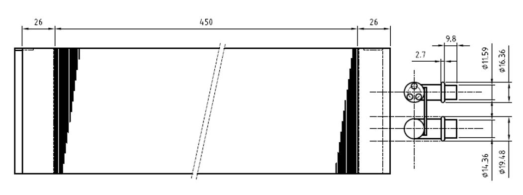 Evaporator Ep1 - Exchange Area (W x H x D): 450 x 100 x 83