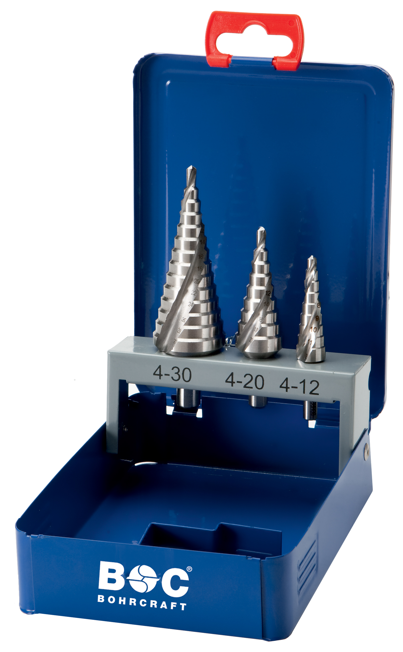 BOHRCRAFT 17651410003 HSS-E Co5 Step Drill Bit Set 1/2A/3A, 3 pcs. Metal Case