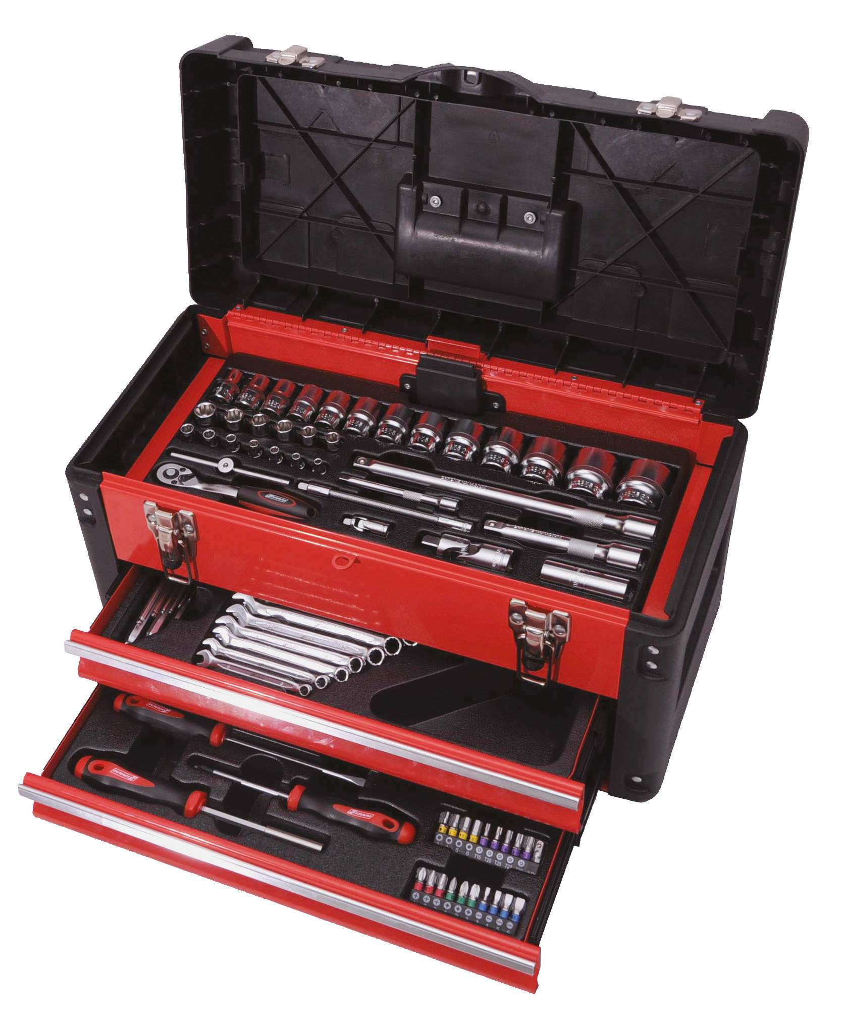 KRAVM E09065 Chest of drawers complete with 104 tools