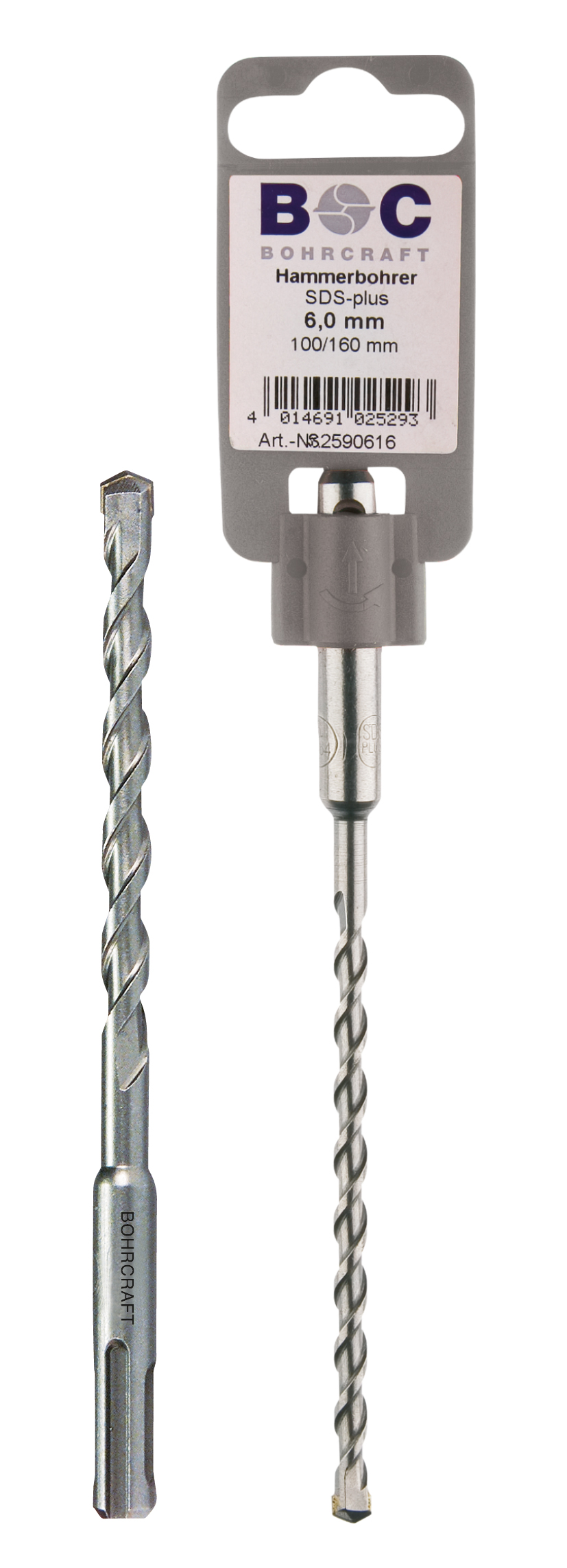 BOHRCRAFT 25900506021 SDS-PLUS hammer drill bit, ø 6.0 mm, total length 210 mm, pack of 1 piece