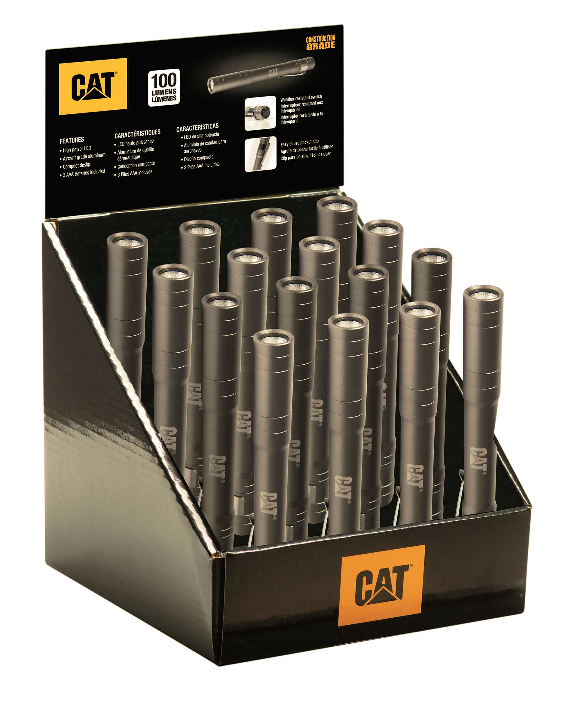 CAT CT221016 | Display stand for 16 pocket pen torches, 100 Lumen LED technology