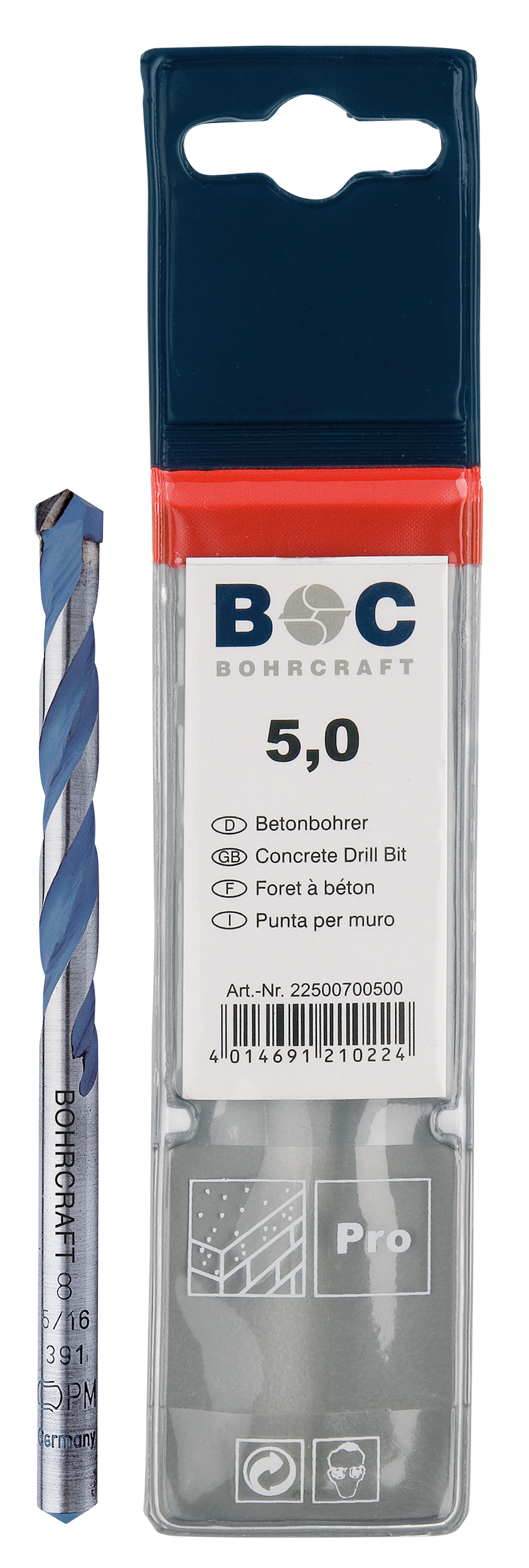 BOHRCRAFT 22700701025 Universal tip with MD insert and diamond sharpening, ø 10.0 mm L=250 mm pack of 1 pc
