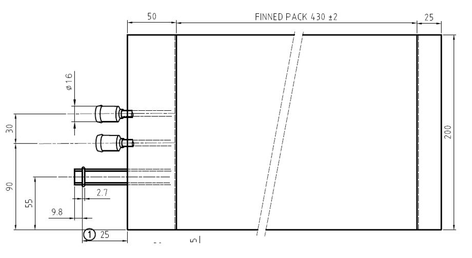 Evaporator - Exchange Area (W x H x D): 430 x 200 x 125