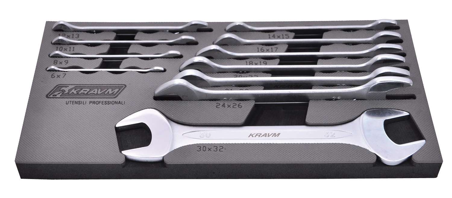 KRAVM E07014 Set of 11 open-end wrenches 6-32 mm
