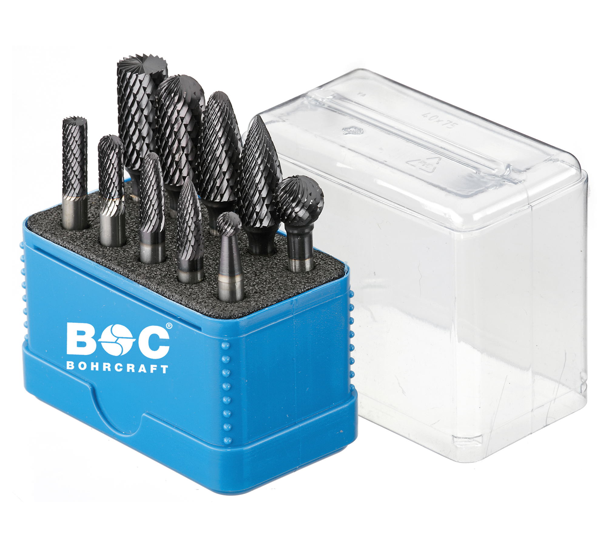 BOHRCRAFT 59001330012 Assortment of rotary burrs shape B-C-F-G 10/12 mm - shape D-L 12 mm 10 pcs.