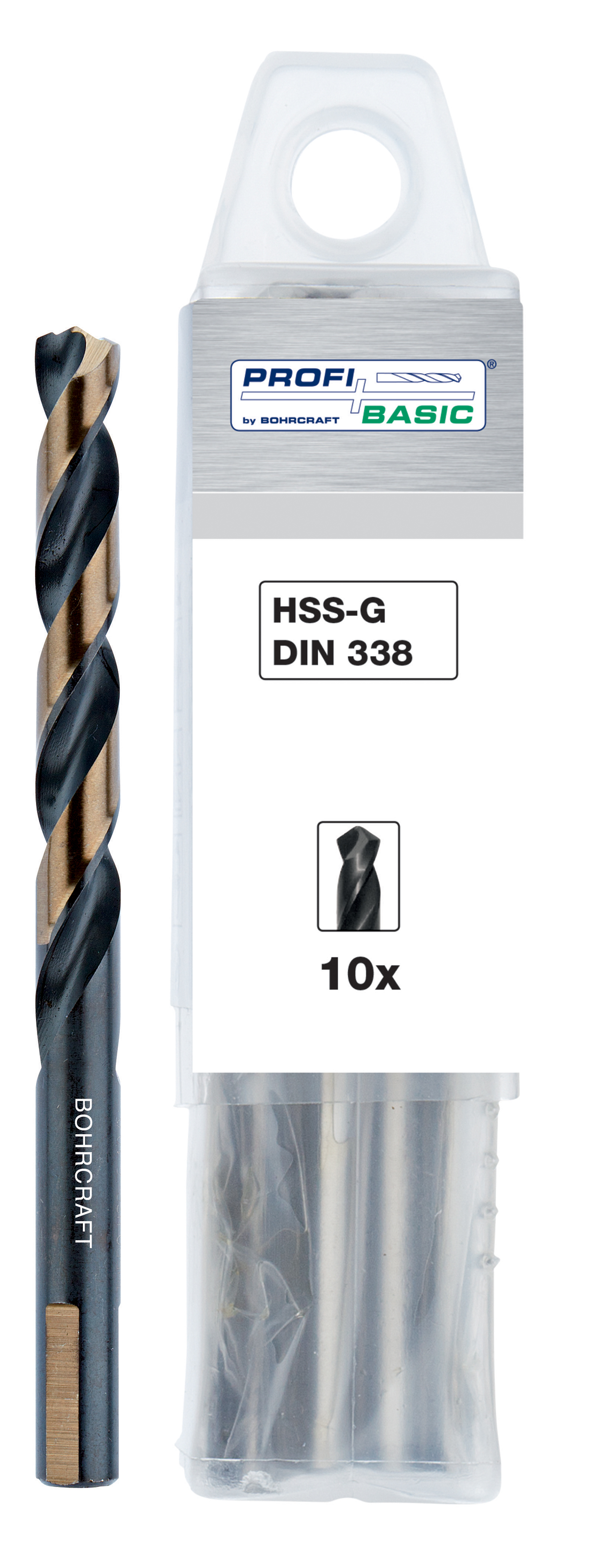 BOHRCRAFT 12010300350 Cylindrical HSS-G twist drill DIN 338, chip breaker on the cutting edge, ø 3.5 mm 10 pcs