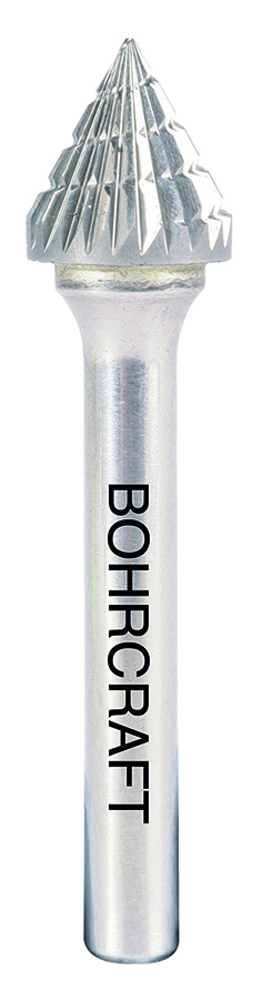 BOHRCRAFT 51400300600 60° Countersinking Rotary Cutter in MD, shape J, DIN 8033 Z3-X, shank 6 mm ø 6 mm