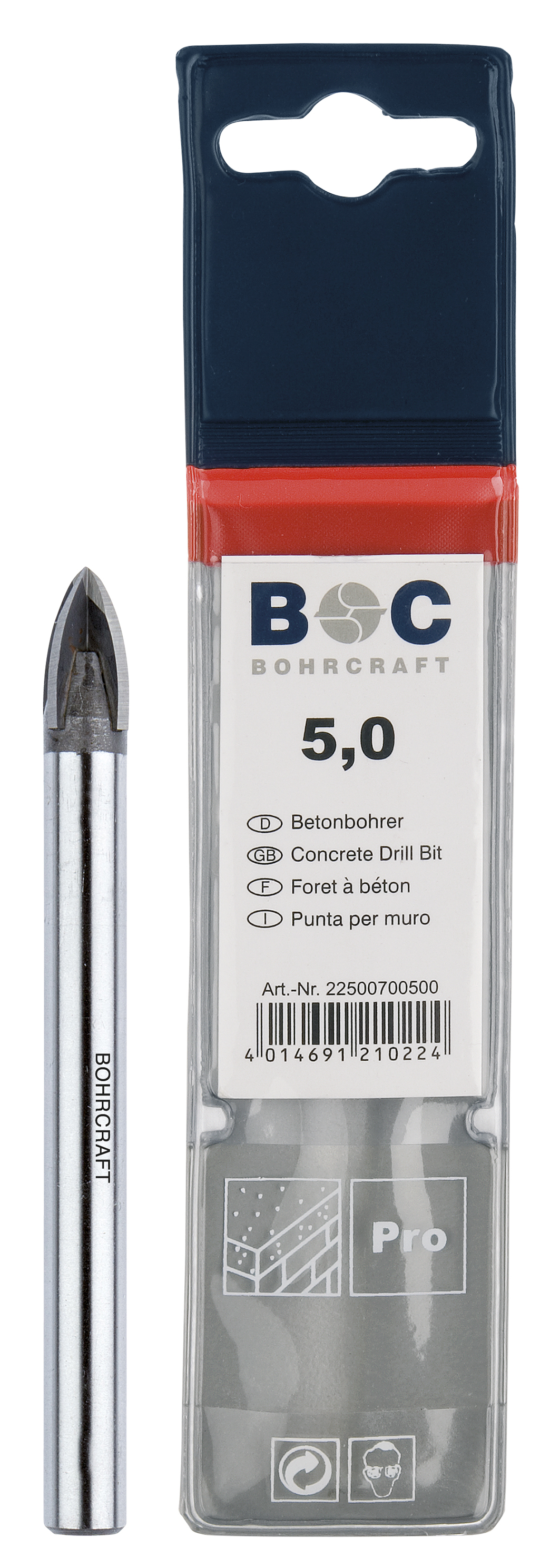 BOHRCRAFT 27100700800 Glass drill bit with 4 cutting edges in MD ø 8 mm