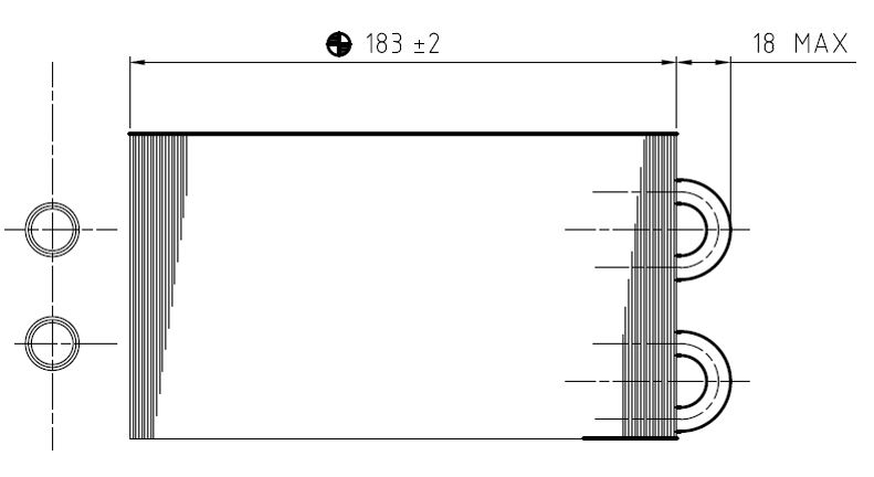 Mini Riscaldatore - Sup. Scambio (L x H x P): 183,2 x 102 x 44