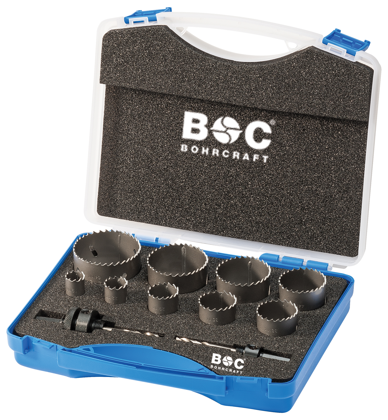 BOHRCRAFT 19001330009 Set of 9 hole saws 19/22/29/35/38/44/51/57/64mm + 2 attachments for routers 14-30/32-210mm, 11pcs