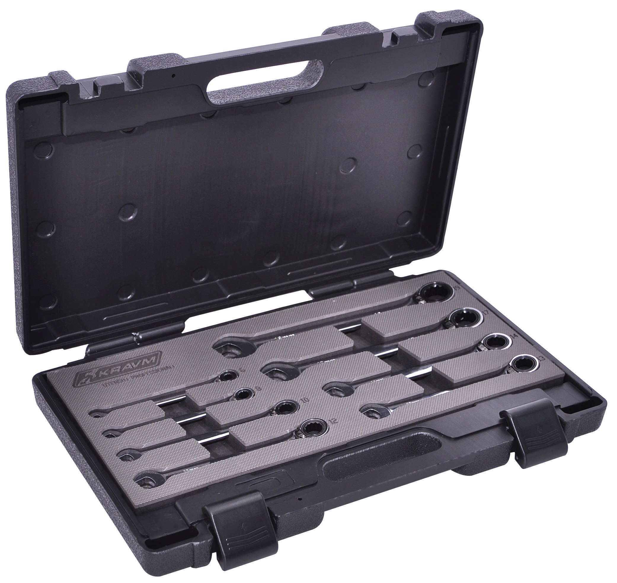 KRAVM E02012 Ratchet Combination Wrench Set 6-19 mm - ABS Case