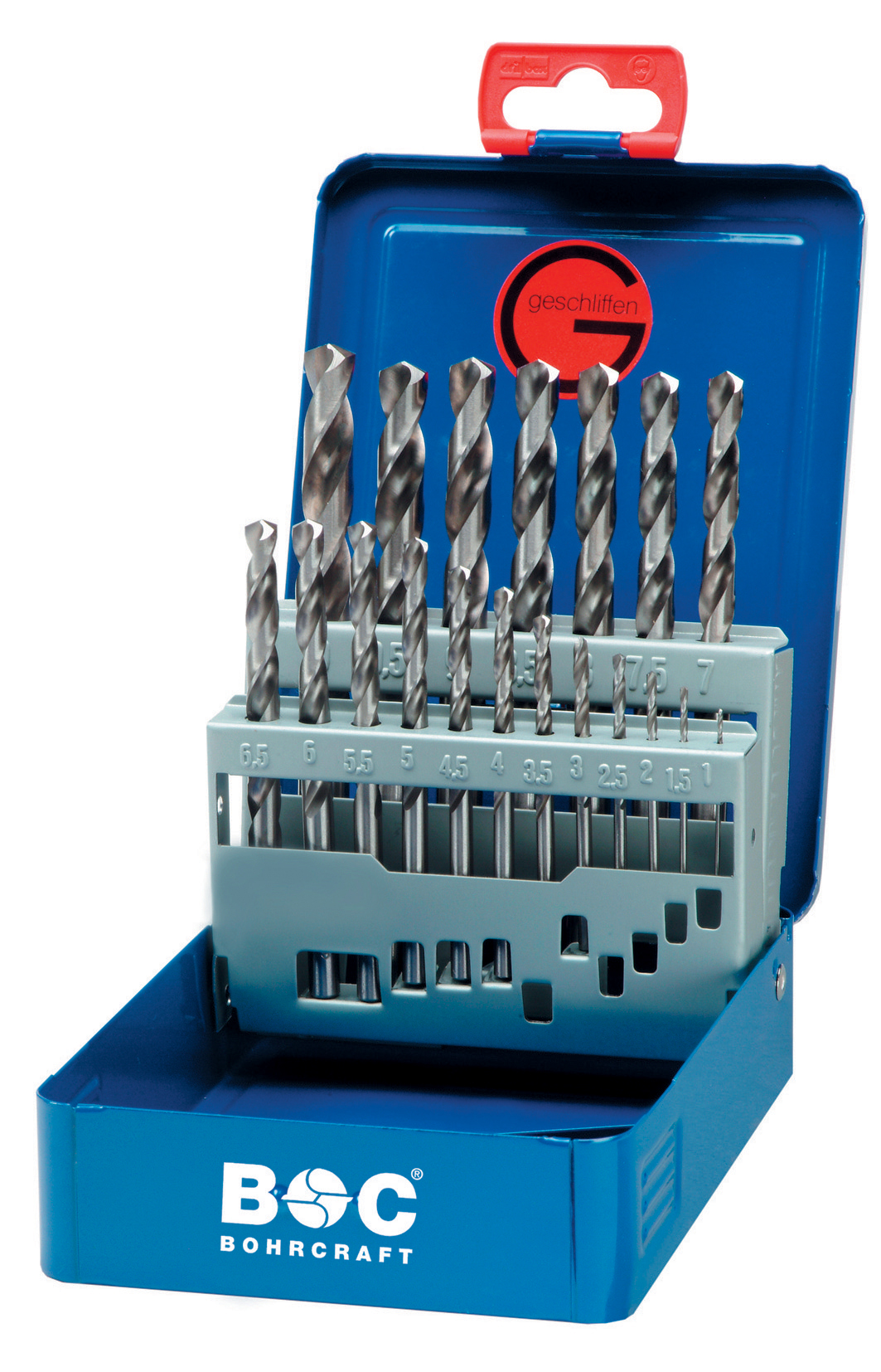 BOHRCRAFT 11201310019 Assortment of cylindrical HSS-G twist drills DIN 338, ground, 1-10x0.5mm 19 pcs. metal case
