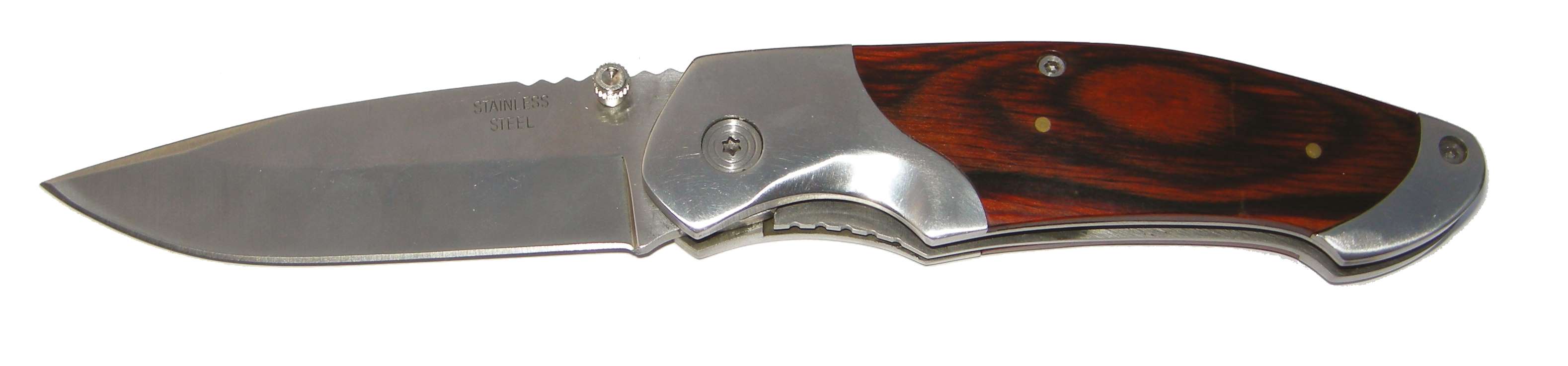 KRAVM E15336 Folding knife in stainless steel with wooden handle, blade length 80 mm