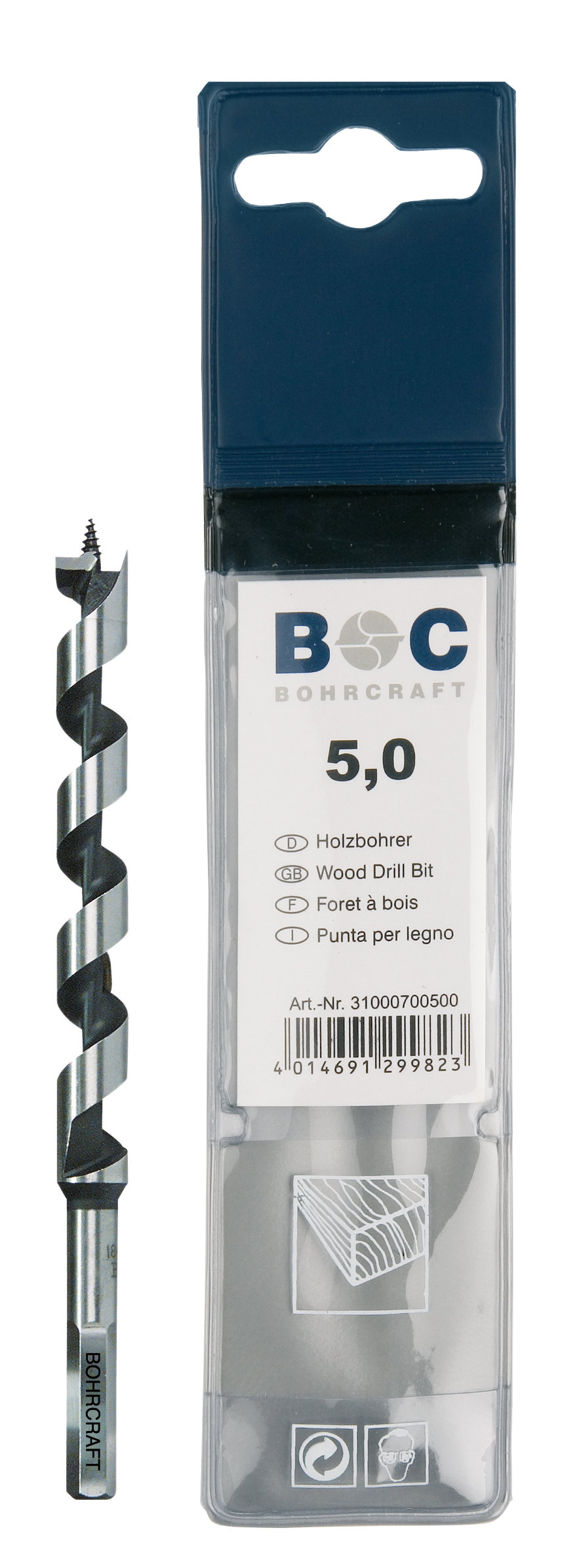 BOHRCRAFT 32000703023 Wood drill bit, LEWIS shape, hexagonal shank ø 30 mm, L=235 mm, L2=160 mm