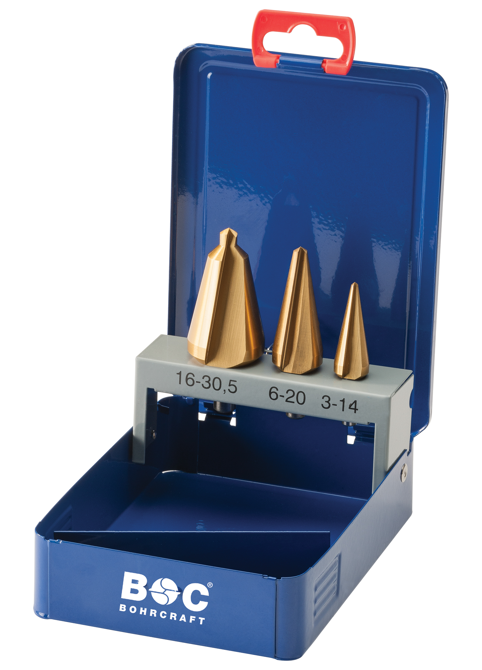 BOHRCRAFT 17611410003 HSS-TiN Step Drill Bit Set, 1/2A/3A, 3 pcs. Metal Case